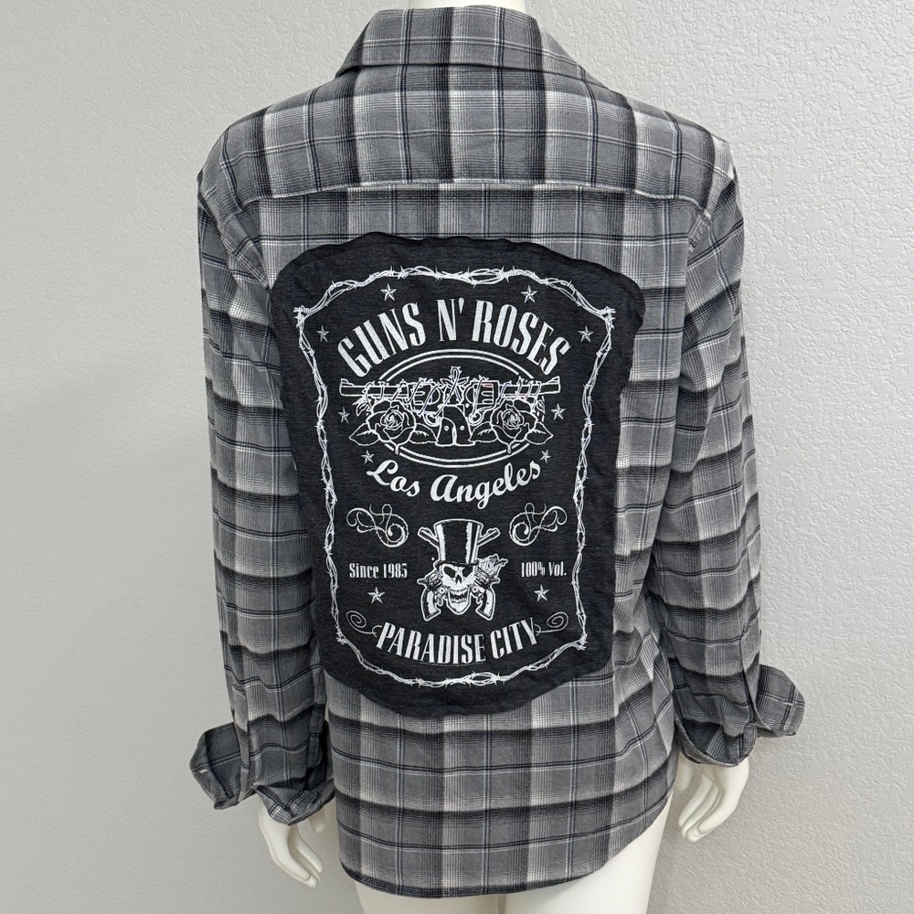 Upcycled Guns & Roses Shacket